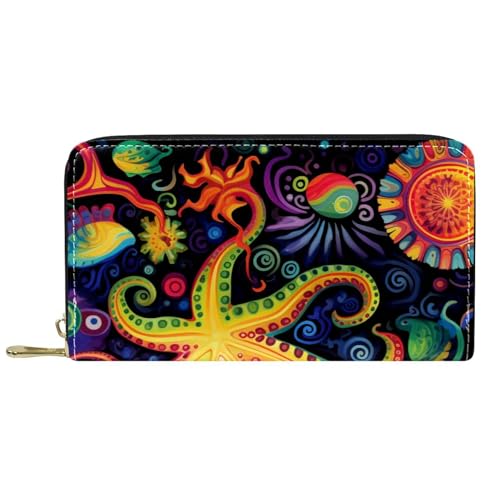 Geldtasche Teufelsfisch-Muschel Verschluss Geldbörsen Printmotiv Leder Geldbörse Vintage Tragbare Brieftasche Für Freund, Kinder, Tochter von Generic