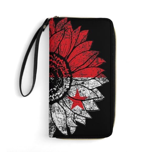 Geldtasche Vintage Sonnenblume Panama Panamaische Flagge Portemonnaie Vintage Handtaschen Niedliche Wallet Für Lehrer, Tochter, Frauen von Generic