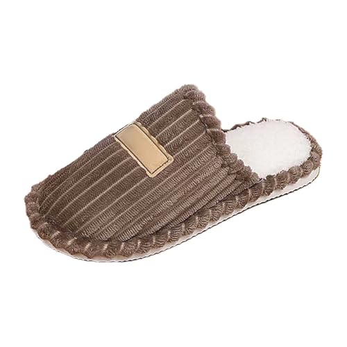 Gemütliche Damen Hausschuhe mit Streifen Design für innen Paare weiche warme Bequemschuhe Heimbereich (Brown, 41) von Generic