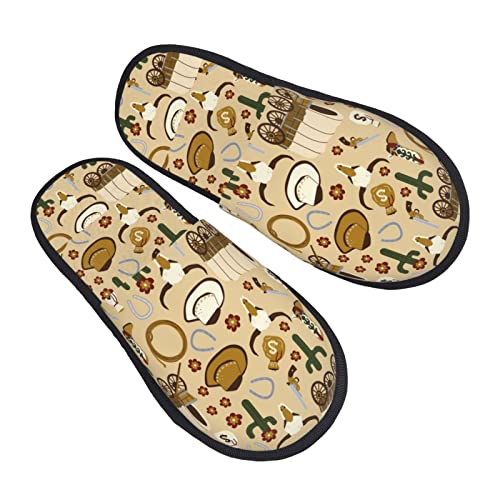 Gemütliche Schlappen Wilder Westen Cowboy Plüsch Puschen Waschbare Home Slippers Für Männer, Spa, Reisen L von Generic
