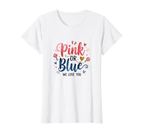 Gender Reveal Pink oder Blau We Love You Baby Celebration T-Shirt, Damen, Weiß, XS Gender Reveal Pink oder Blau We Love You Baby Celebration T-Shirt, Damen, Weiß, XS von Generic