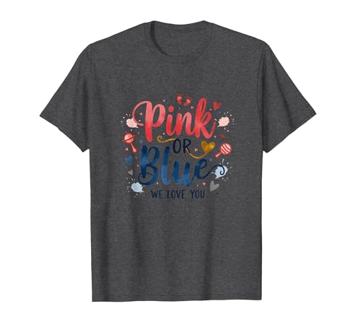 Gender Reveal Pink oder Blau We Love You Baby Celebration T-Shirt, Herren, Anthrazit Meliert, 3XL von Generic