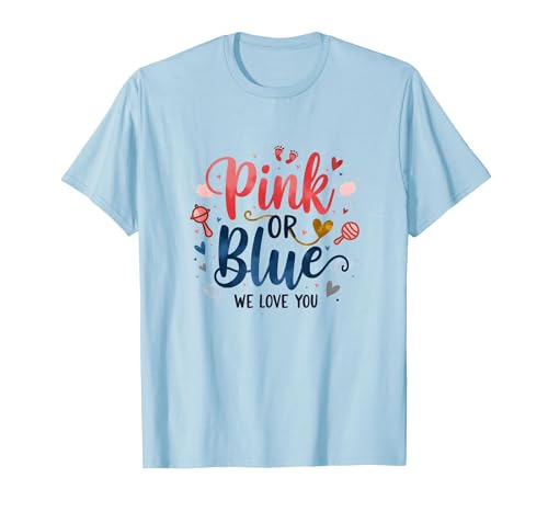 Gender Reveal Pink oder Blau We Love You Baby Celebration T-Shirt, Herren, Himmelblau, M von Generic