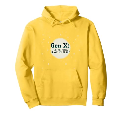 Generation X Fine Alone Retro-Pixel-Text Attitude für Damen Pullover Hoodie, Unisex für Erwachsene, Gelb, XXL von Generic