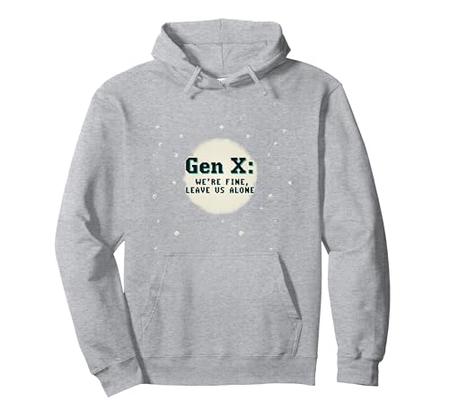 Generation X Fine Alone Retro-Pixel-Text Attitude für Damen Pullover Hoodie, Unisex für Erwachsene, Grau Meliert, L von Generic