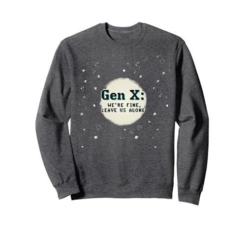 Generation X Fine Alone Retro-Pixel-Text Attitude für Damen Sweatshirt, Unisex für Erwachsene, Anthrazit Meliert, XL von Generic