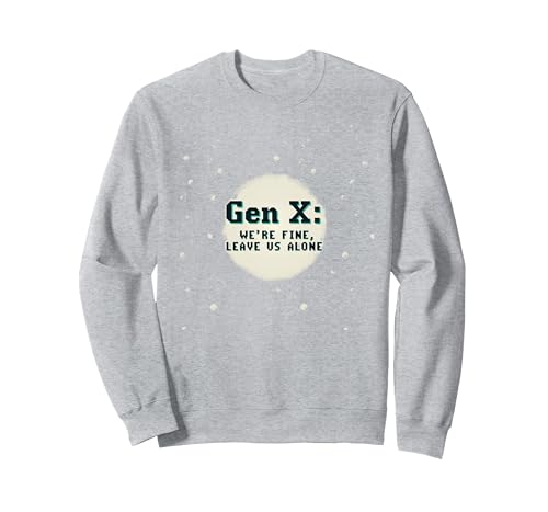 Generation X Fine Alone Retro-Pixel-Text Attitude für Damen Sweatshirt, Unisex für Erwachsene, Grau Meliert, XL von Generic