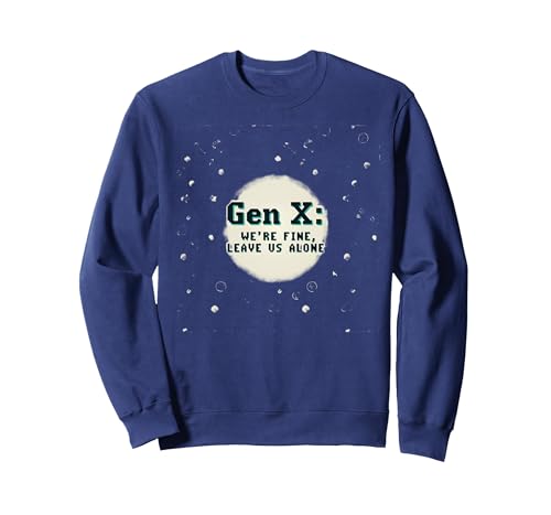 Generation X Fine Alone Retro-Pixel-Text Attitude für Damen Sweatshirt, Unisex für Erwachsene, Marineblau, XXL von Generic
