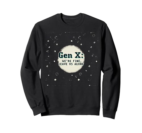 Generation X Fine Alone Retro-Pixel-Text Attitude für Damen Sweatshirt, Unisex für Erwachsene, Schwarz, XXL von Generic