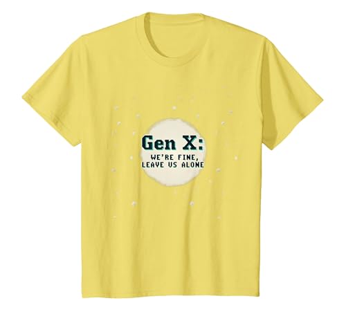 Generation X Fine Alone Retro-Pixel-Text Attitude für Damen T-Shirt, Kinder, Gelb, 92 von Generic