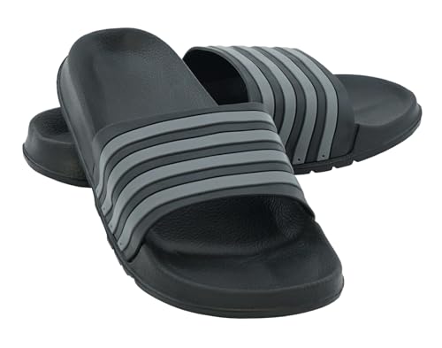 Generic + Badeschuhe Badelatschen Pantoletten Saunaschuhe Sandale Gr.36-45 T008/009 (Black/Grey, EU Schuhgrößensystem, Erwachsene, Numerisch, M, 42) von Generic