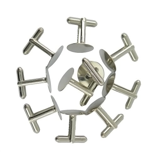 Generic 10 Stück Leer Einstellung Basisauflage Manschettenknöpfe DIY Hochzeit Formale Cufflink - Silber von MagiDeal