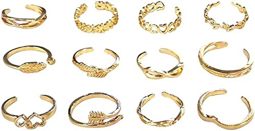 12 Stücke Gold Silber Überzogene Einstellbare Zehenringe Für Frauen Mädchen Pfeil Band Knuckle Ring Sommer Strand Vintage Ringe Set Fuß Schmuck Schön und praktisch von Generic