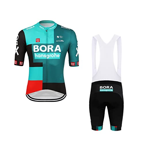 2022 Pro Team BORAhansgrohe Radtrikot Set für Herren, atmungsaktives MTB Radtrikot Trägerhose Kits GEL Paddad (L) von Generic