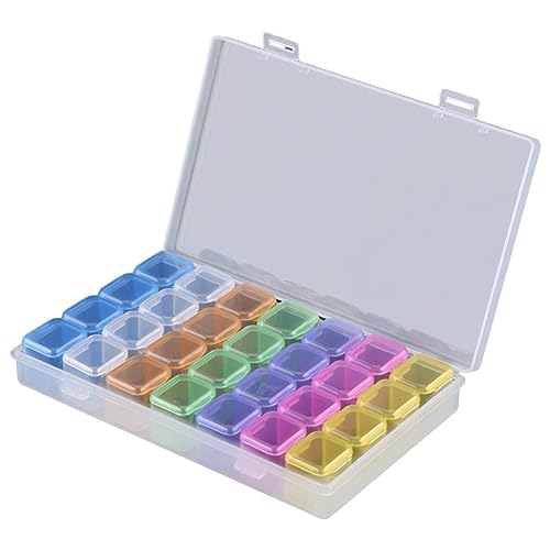 Generic 28 Gitter Organizer Box, Leere Gitterbox, Aufbewahrungsorganisator, Nagelkunst Werkzeug Aufbewahrungsbox mit Deckel, Aufbewahrungsbehälter für Kleine, Bunt von Generic