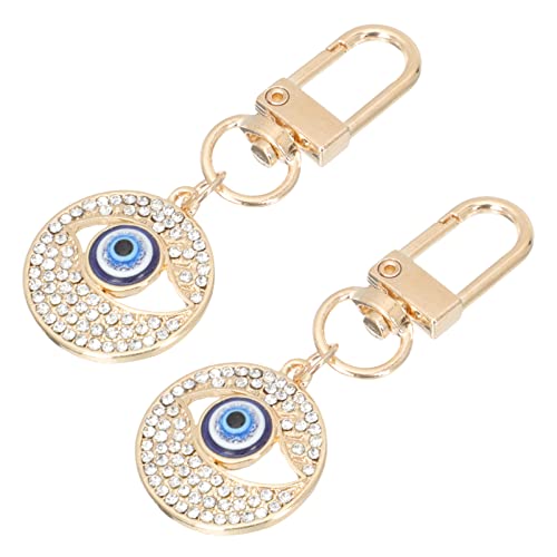 Generic 2Pcs Blue Evil Eye Schlüsselanhänger Evil Eye Amulett Türkisches Auge Schlüsselhalter Blue Eye Ornament Crystal Evil Eye Beads Charms Anhänger Car Handtasche Decor, 6.5x3cm von Generic