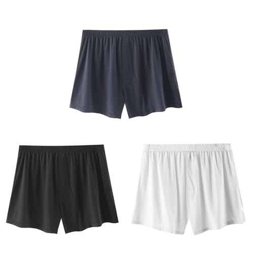 Generic 3er Pack Pyjamahose Herren Kurz Schlafanzughose Geschenk zum Vatertag Baumwolle Schlafhose Schlafshorts Sommer Bermudahose Männer Sommer Loungewear mit Seitentaschen (Black, XXXL) von Generic