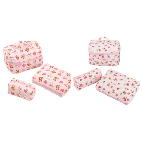 Generic 3pcs Baumwoll -Stülle -Reise -Make -up -Taschen große Kapazität Kosmetische Organisatorsets for Frauen und Mädchen Handtaschen von Generic