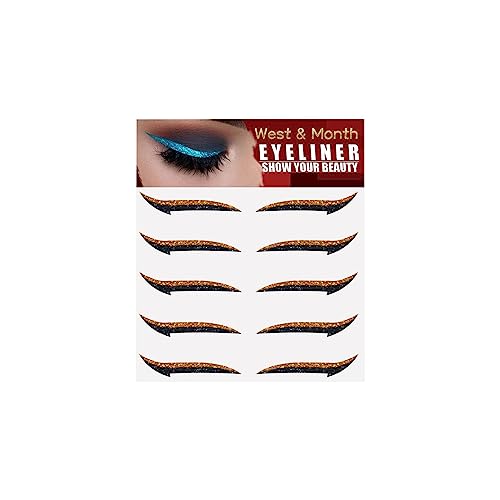 Generic 5 Paar Eyeliner-Aufkleber, Augen-Make-up-Werkzeug, Glitzer-Eyeliner-Aufkleber für den täglichen Gebrauch, Orange von MERIGLARE