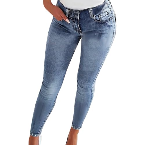 Generic 7/8 Jeans Damen Skinny Elastische Denim Leggings Frauen Mode Freizeit Slim Fit Jeanshosen mit Tasche von Generic