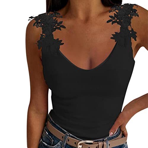 Ärmellose Strandoberteile Mode Sommer Spitze Sexy Farbe Feste Bluse Damen Tank Damenbluse Damen Unterhemd Ärmellos von Generic