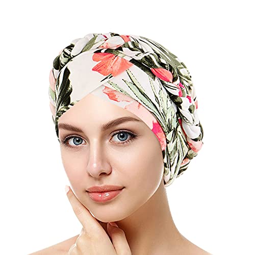 Generic Afrikanischer Damen Turban Geflecht Kopfbedeckung Kopftücher Chemo Kappe Vorgebunden Beanie Mütze Kopfwickel Schlafmütze 2024 von Generic