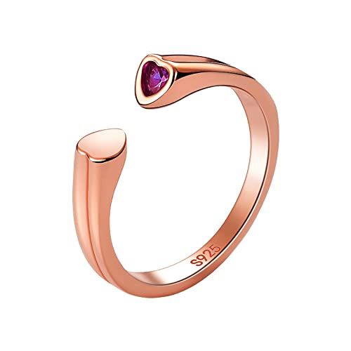 Allgleiches Mode Offene Verstellbar Promise Stapelring Eheringe Ring Silber 925 Damen, Zirkonia Silberringe Trauringe Damenring Öffnen Damen Ringe, Damen Schmuck (Pink, One Size) von Generic