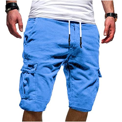Generic Angebote des Tages Heute Werkzeug Shorts Herren 2024 Komfortable Kurze Hosen mit Taschen Sommershorts Regular Bodybuilding Sweatpants Basic Freizeit Wanderhose Baumwolle Luftige Trainingshose von Generic