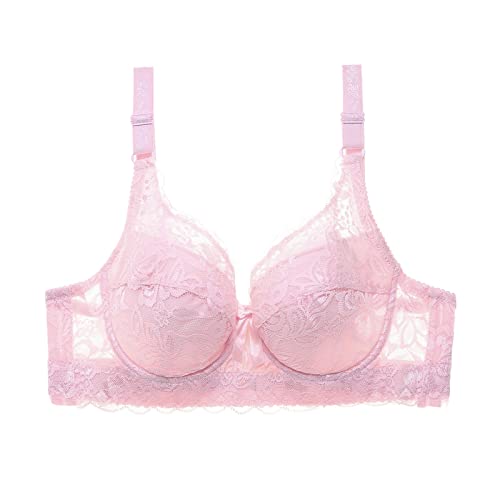 Generic BH Damen mit ohne Bügel Nahtlose U-Förmiger Rücken BH Bustier Damen Push Up Sexy Bralette BH Bustier Ohne Bügel Leicht Blumen Lace Lifting-BH Spitzen Crop Top Weste Unterwäsche (Pink-A, 100C) von Generic