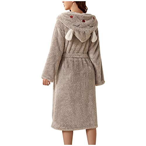 Generic Bademantel Damen Flauschig Mit Kapuze Katze Gesicht und Ohren 3D Tier Gewand Morgenmantel Damen Kuschelig Hausmantel Flannel Pajamas Fleece Nightgown Bathrobe Causal von Generic
