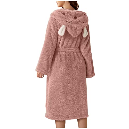 Generic Bademantel Damen Flauschig Mit Kapuze Katze Gesicht und Ohren 3D Tier Gewand Morgenmantel Damen Kuschelig Hausmantel Flannel Pajamas Fleece Nightgown Bathrobe Causal von Generic