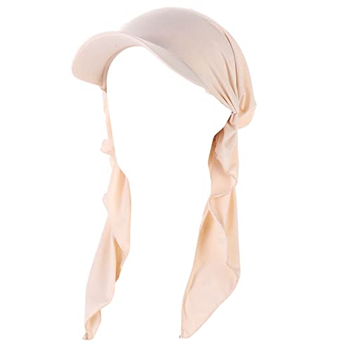 Bandana Cap mit Schleifenbindung Damen - Sonnencap Handmade in Italy - Kopftuch mit Schirm - Visor One Size (54-60 cm) - Sommercap aus Baumwolle - Mütze Frühjahr/Sommer Beige Einheitsgröße von Generic