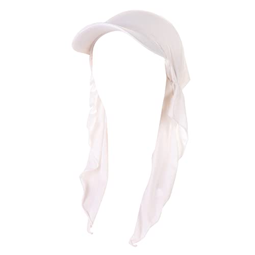 Generic Bandana Cap mit Schleifenbindung Damen - Sonnencap Handmade in Italy - Kopftuch mit Schirm - Visor One Size (54-60 cm) - Sommercap aus Baumwolle - Mütze Frühjahr/Sommer Weiß Einheitsgröße von Generic