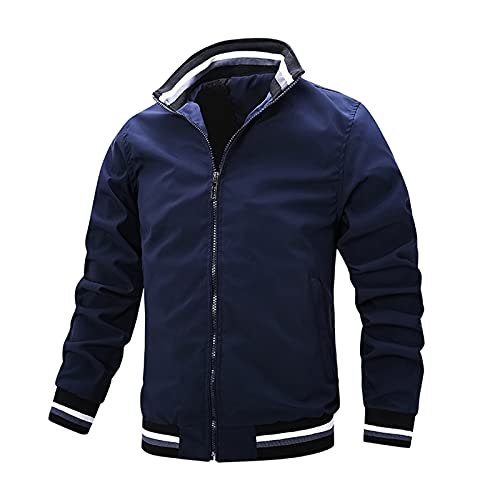 Baseball Jacke Herren Freizeit Loose Fit Stehkragen Streifen Langarm Sweatjacke Langarm Mit Taschen Mit Reißverschluss Sportjacke Mode Casual Übergangsjacke Softshelljacke Outdoorjacke von Generic