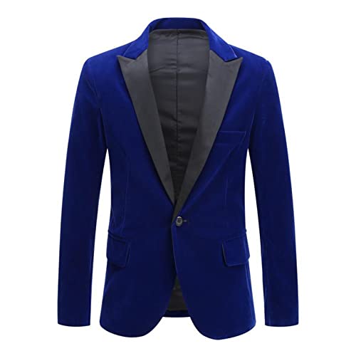 Generic Blazer aus Samt Mit Schalkragen für Herren Luxus Abschlussball Smoking Party Klassische EIN Knopf Hochzeits Bühnen Performance Anzugjacke (Blau 1,3XL) von Generic