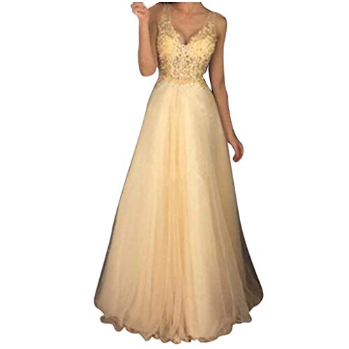 Cocktailkleid Damen Abendkleid Lang Glitzer Kleider Cocktailkleid, Maxikleid Elegant Prinzessin V-Ausschnitt Paillettenkleid Bodenlang Rückenfrei Brautjungfernkleid von Generic