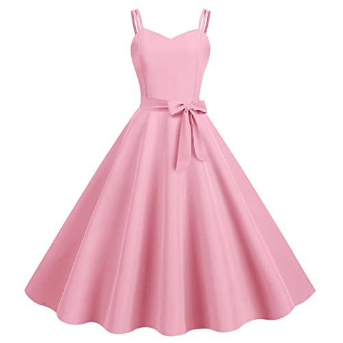 Generic Damen 50er Jahre Kleid Vintage Cocktailkleid Neckholder 1950er Rockabilly Petticoat Kleid Freizeitkleid von Generic