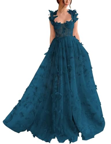 Generic Damen-Ballkleid Aus Tüll Langes Ballkleid Mit Spitzenapplikation 3D-A-Linie Schmetterling Formelles Abend-Partykleid Mit Schlitz Peacock S Generic Damen-Ballkleid Aus Tüll Langes Ballkleid Mit Spitzenapplikation 3D-A-Linie Schmetterling Formelles Abend-Partykleid Mit Schlitz Peacock S von Generic