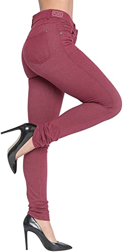 Generic Damen Damen Skinny Jeans Fit Einfacher Stil Farbige Jeggings Pencil Stretchy Hose Lange Beine Sommer Denim Hose (Color : BURGUNDY, Einheitsgröße : XXL) von Generic