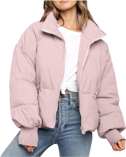 Géneric Damen Daunenjacke, Winter warme Baumwolljacke, Winterjacke, Damen helle Daunenjacke, Outdoor langärmelige Baumwolljacke, Damen Jacke (DE/NL/SE/PL, Alphanumerisch, S, Regular, Regular, Rosa) von Géneric