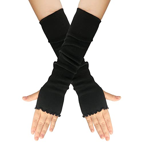 Generic Damen Fingerlose Handschuhe Dehnbar Arm Handwärmer Lange Fäustlinge Arm Handschuhe Winter Warm Lange Ärmel Warm Strick Handschuhe Pluswärmer Handstulpen Armwärmer Stulpen 1 Paar von Generic