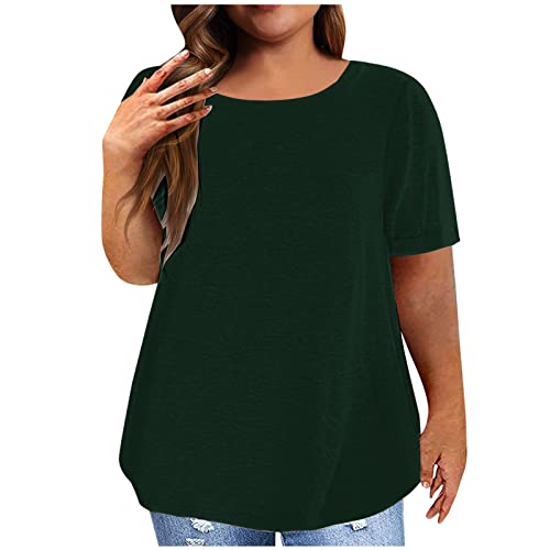Generic Damen Große Größen Kurzarm T Shirt Hollowed-Out V-Ausschnitt Bluse Freizeit Lose Basic Tops Warehouse Deals Angebote B Ware von Generic