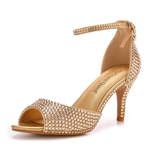 Generic Damen High Heel Strasssteinen Pumps Sandalen Mit Offener Zehenpartie Abendschuhe Für Partei Hochzeitsschuhe Brautschuhe 7Cm,Gold,38 EU Generic Damen High Heel Strasssteinen Pumps Sandalen Mit Offener Zehenpartie Abendschuhe Für Partei Hochzeitsschuhe Brautschuhe 7Cm,Gold,38 EU von Generic