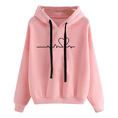 Damen Hoodie Herbst Winter Hoodie Frauen Sweatshirt Pullover Oberteile Langarmshirt Kapuzenpullover Mode-Bequem-Casual Pulli mit Kordel von Generic