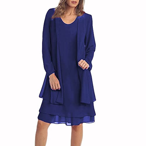 Damen Kleid Festlich Hochzeit Knielang Elegant Abendkleider Frauen Ärmellos Kleider und Spitze Cardigan Zweiteilig Abendkleid Cocktailkleid Ballkleid Heimkleid Blau XXL Damen Kleid Festlich Hochzeit Knielang Elegant Abendkleider Frauen Ärmellos Kleider und Spitze Cardigan Zweiteilig Abendkleid Cocktailkleid Ballkleid Heimkleid Blau XXL von Generic