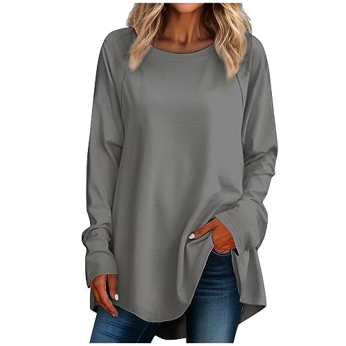 Damen Pullover Langarm Shirts Damen Winter Sweatshirt Damen Damen Pullover Oversize T Shirt Langarm Damen Damen Pullover Langarmshirt Damen Langarmshirt Sportlich Damenshirt Grau M von Generic