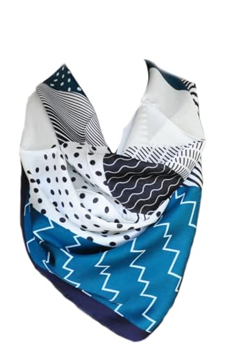 Damen Seide Nickituch Tuch Halstuch Schal Kopftücher Vierecktuch Bandana Taschentuch Ansatz Handgelenk Verpackungs Gr. 70 cm x 70 cm (B Wollweiß-dunkelgrün-schwarz) von Generic