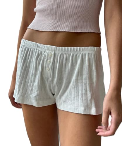 Generic Damen Shorts Locker Weich Kariert Pyjama Bottom Shorts Niedlich Home Shorts (016 White, S) von Generic