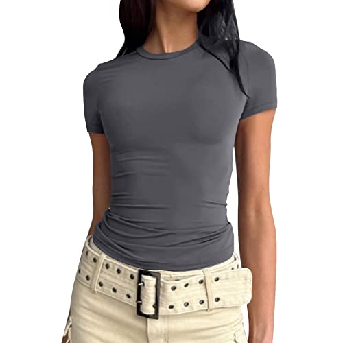 Generic Damen Y2k Clothes Skims Dupe T Shirt Crop Tops Slim Fit Kurze Rundhals Shirts Einfarbig Basic Sexy Casual Athletisches Oberteile Teenager Mädchen Streetwear Generic Damen Y2k Clothes Skims Dupe T Shirt Crop Tops Slim Fit Kurze Rundhals Shirts Einfarbig Basic Sexy Casual Athletisches Oberteile Teenager Mädchen Streetwear von Generic