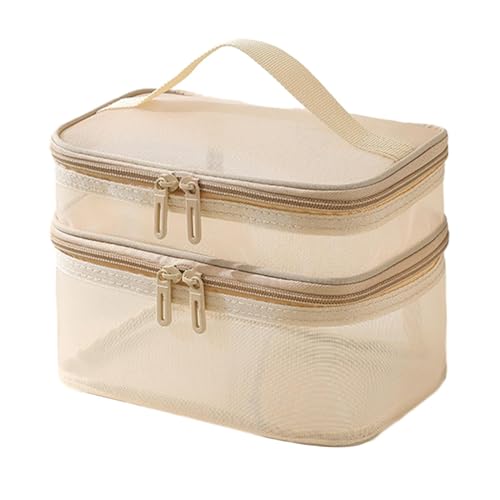 Generic Doppelschichtige Kulturtasche, Tragetasche, Handtasche, Badezimmer, Kosmetik-Organizer für Nagellack, Gold von Generic